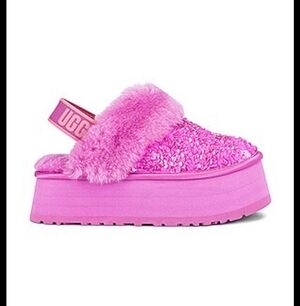 Ugg Funkette Chunky Sequin Geniune Shearling Platform Slide